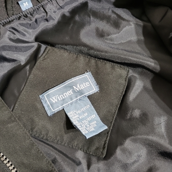 VINTAGE 90s Black Zip Up Windbreaker Bomber Vest  M - Picture 4 of 7